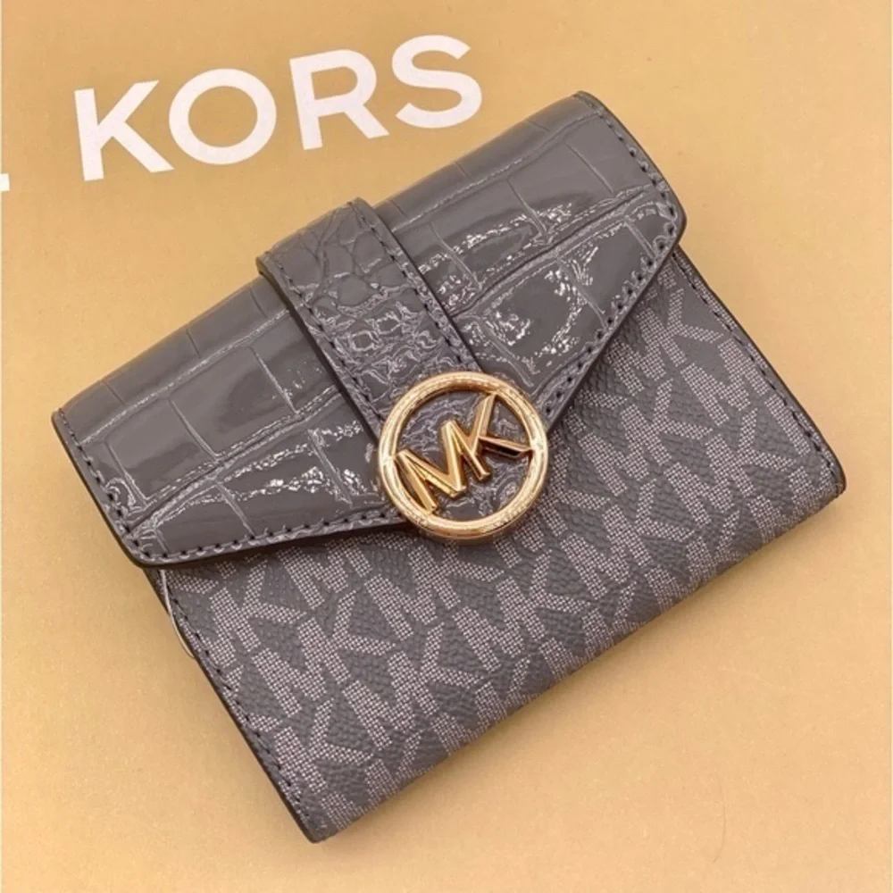 MICHAEL KORS CARMEN MEDIUM WALLET HEATHER GREY MULTI